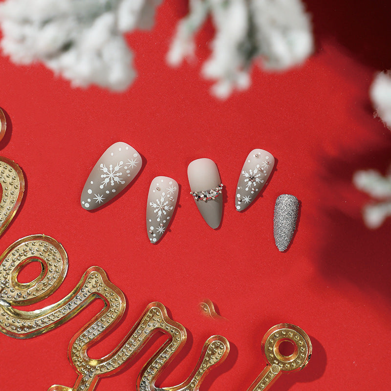 24PCS MEDIUM ALMONDS CHRISTMAS NAILS