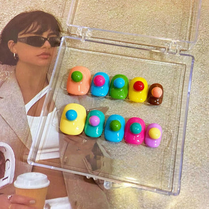SUMMER STORY-TEN PIECES OF HANDCRAFTED PRESS ON NAIL