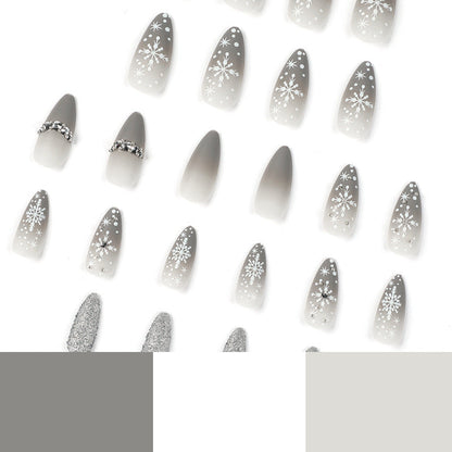 24PCS MEDIUM ALMONDS CHRISTMAS NAILS