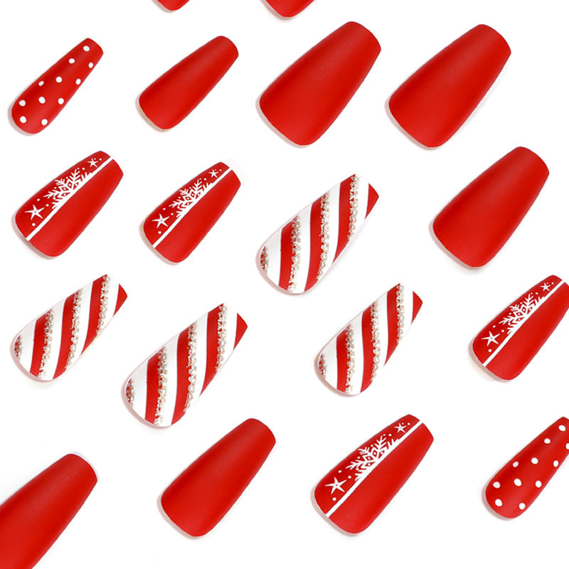 24PCS MEDIUM COFFIN CHRISTMAS NAILS