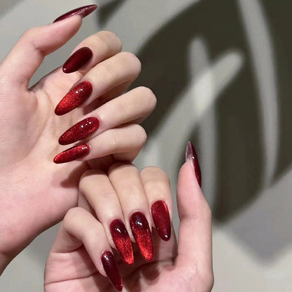 24PCS MEDIUM ALMONDS VALENTINE'S DAY NAILS