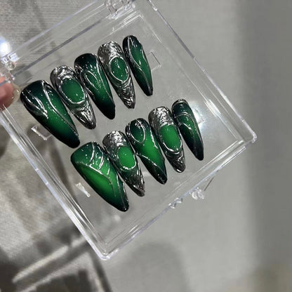 GRANDMOTHER-TEN PIECES OF HANDCRAFTED PRESS ON NAIL