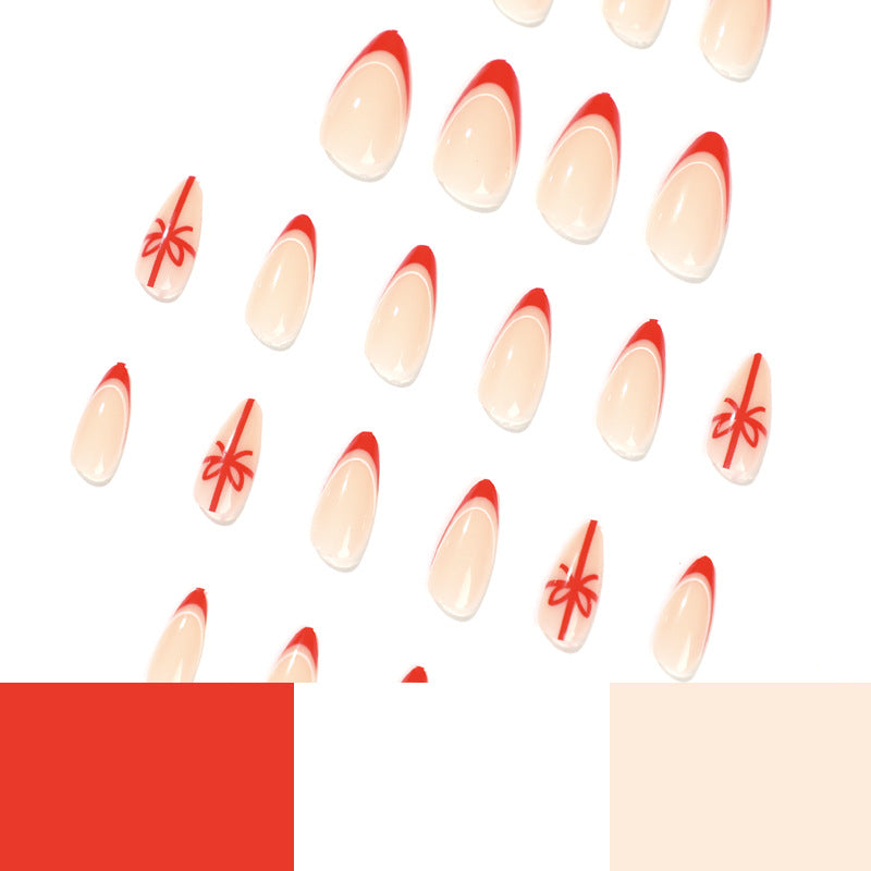 24PCS MEDIUM ALMONDS CHRISTMAS NAILS