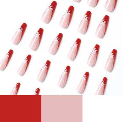 24PCS LONG COFFIN CHRISTMAS NAILS