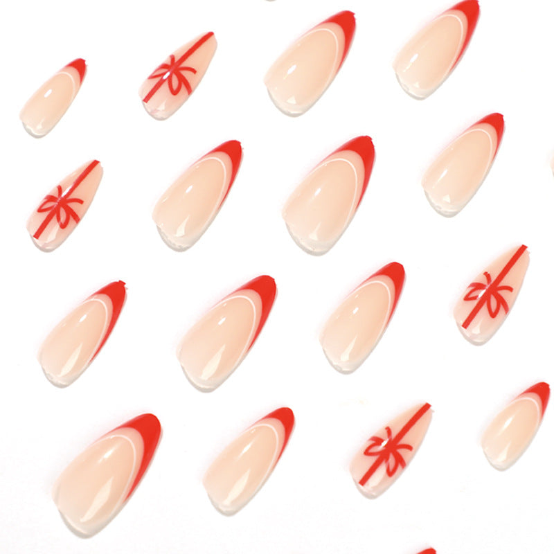 24PCS MEDIUM ALMONDS CHRISTMAS NAILS