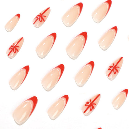 24PCS MEDIUM ALMONDS CHRISTMAS NAILS