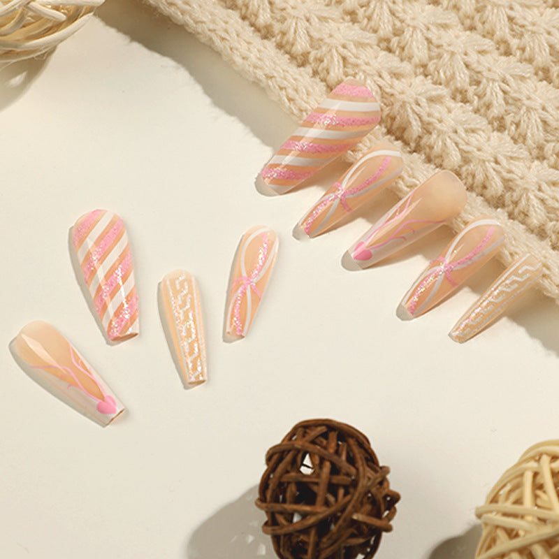 24PCS LONG COFFIN CHRISTMAS NAILS