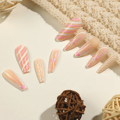 24PCS LONG COFFIN CHRISTMAS NAILS