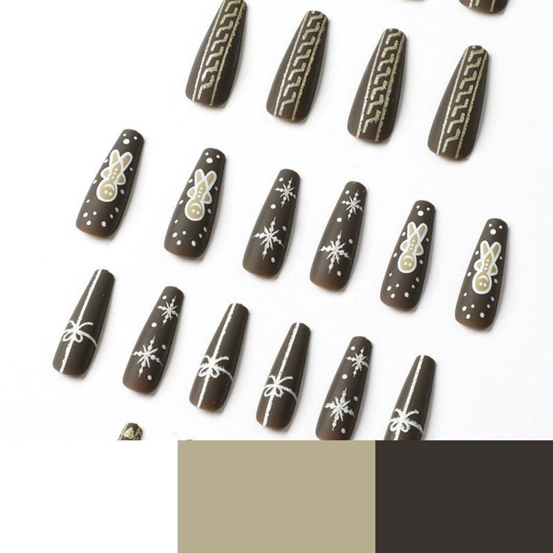 24PCS LONG COFFIN CHRISTMAS NAILS