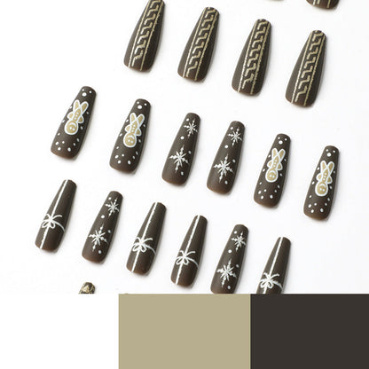24PCS LONG COFFIN CHRISTMAS NAILS