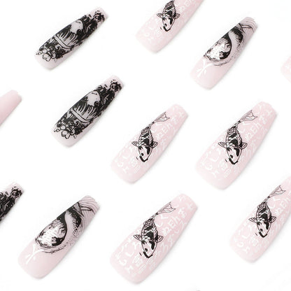 24 PCS LONG COFFIN PRESS ON NAILS