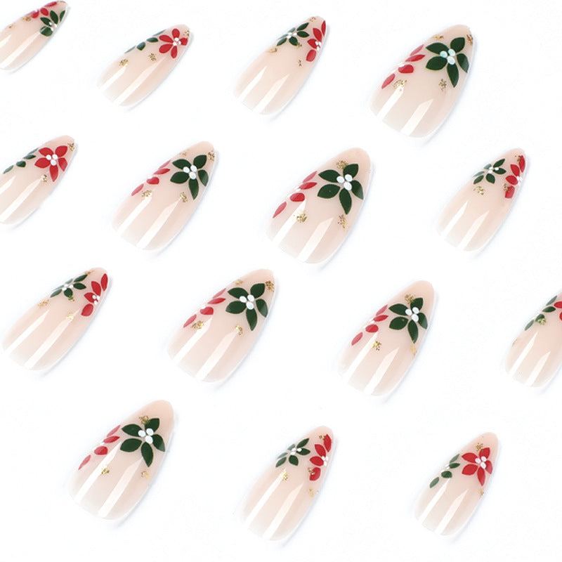 24PCS MEDIUM ALMONDS CHRISTMAS NAILS