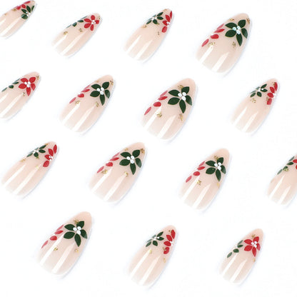 24PCS MEDIUM ALMONDS CHRISTMAS NAILS