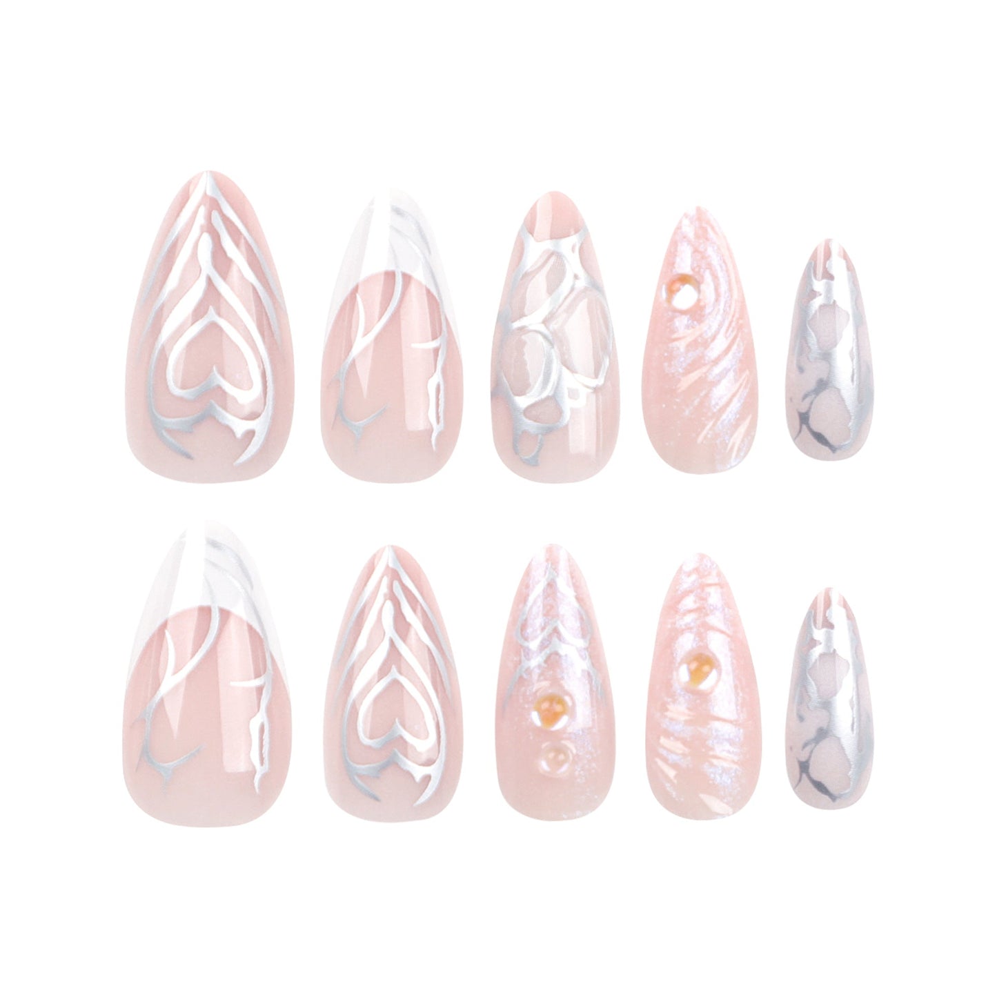 24PCS MEDIUM ALMONDS PRESS ON NAILS