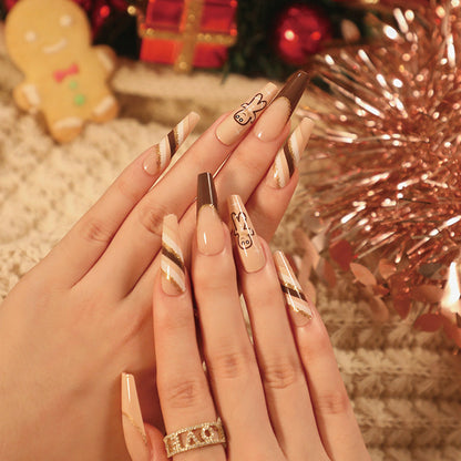 24PCS LONG COFFIN CHRISTMAS NAILS
