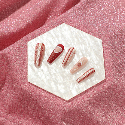 24PCS LONG COFFIN CHRISTMAS NAILS