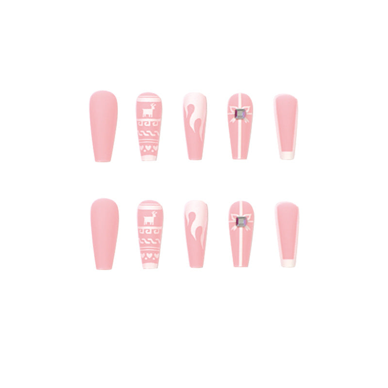 24PCS LONG COFFIN CHRISTMAS NAILS