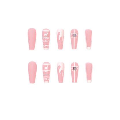 24PCS LONG COFFIN CHRISTMAS NAILS