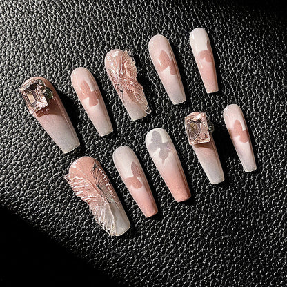 FLASH BUTTERFLY-TEN PIECES OF HANDCRAFTED PRESS ON NAIL