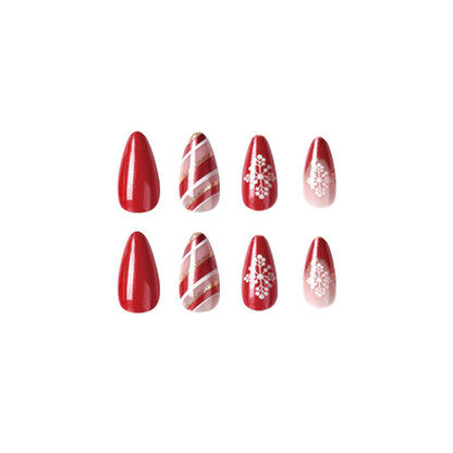 24PCS MEDIUM ALMONDS CHRISTMAS NAILS