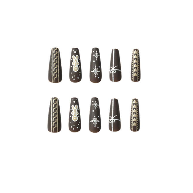 24PCS LONG COFFIN CHRISTMAS NAILS