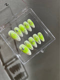 YELLOW GLAZ-TEN PIECES OF HANDCRAFTED PRESS ON NAIL