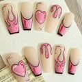 FIERY HEART - TEN PIECES OF HANDCRAFTED PRESS ON NAIL
