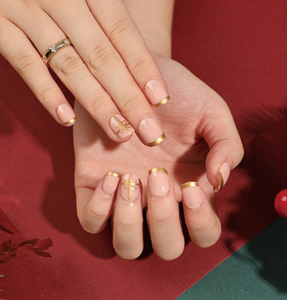 24PCS SHORT SQUARE CHRISTMAS NAILS