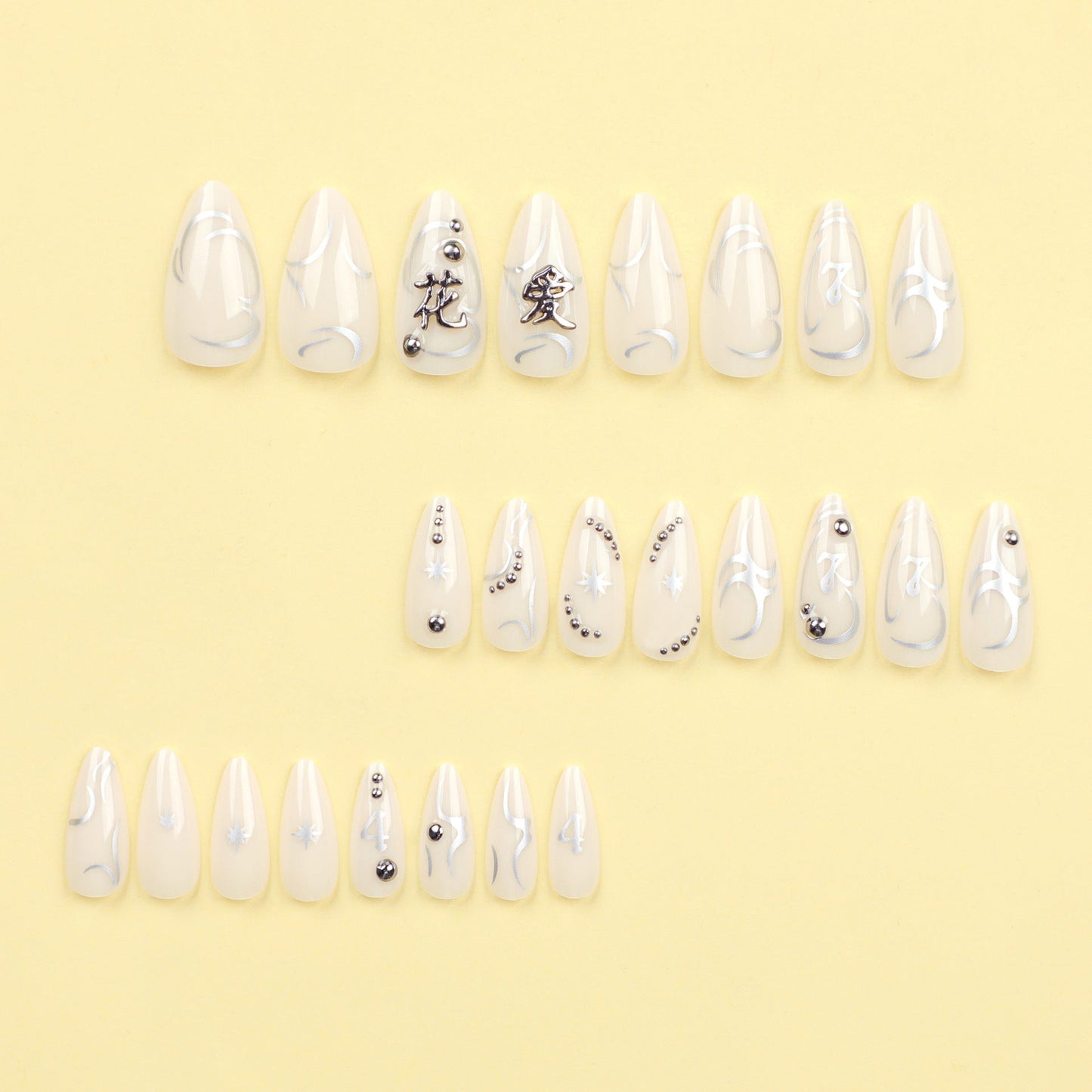 24PCS MEDIUM ALMONDS PRESS ON NAILS