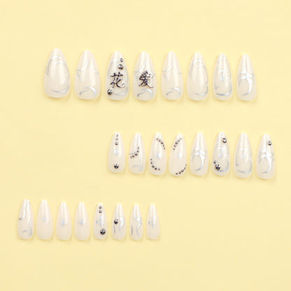 24PCS MEDIUM ALMONDS PRESS ON NAILS