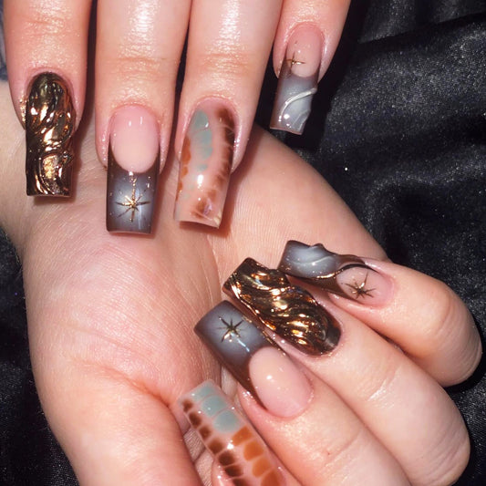24 PCS MEDIUM SQUARE PRESS ON NAILS
