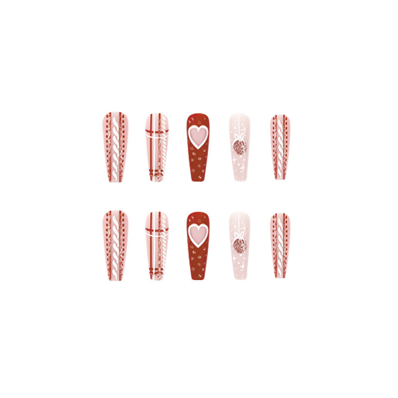 24PCS LONG COFFIN CHRISTMAS NAILS