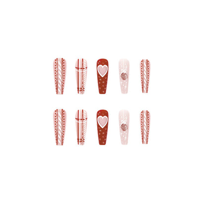 24PCS LONG COFFIN CHRISTMAS NAILS