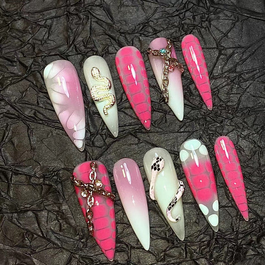 CLEOPATRA-TEN PIECES OF HANDCRAFTED PRESS ON NAIL