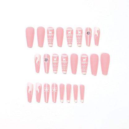 24PCS LONG COFFIN CHRISTMAS NAILS