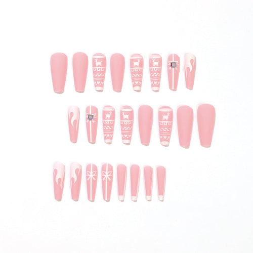 24PCS LONG COFFIN CHRISTMAS NAILS