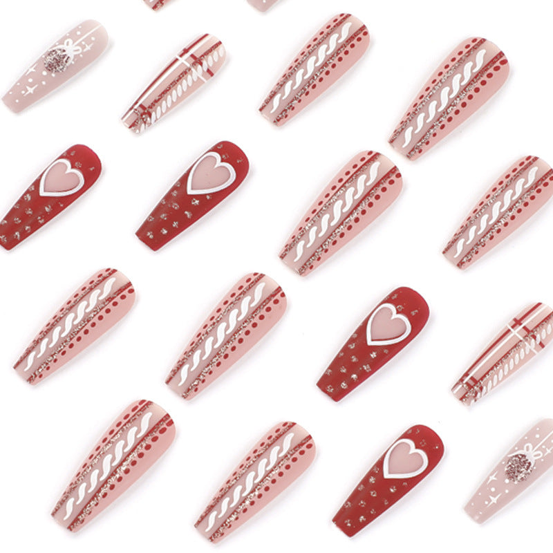 24PCS LONG COFFIN CHRISTMAS NAILS