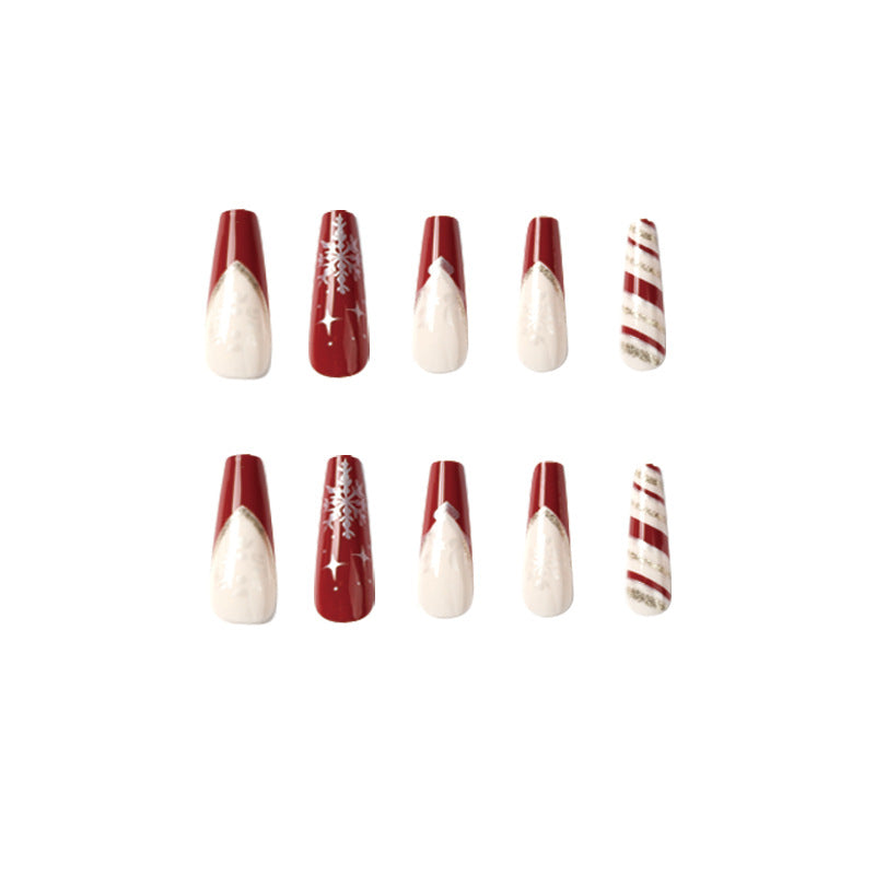 24PCS LONG COFFIN CHRISTMAS NAILS