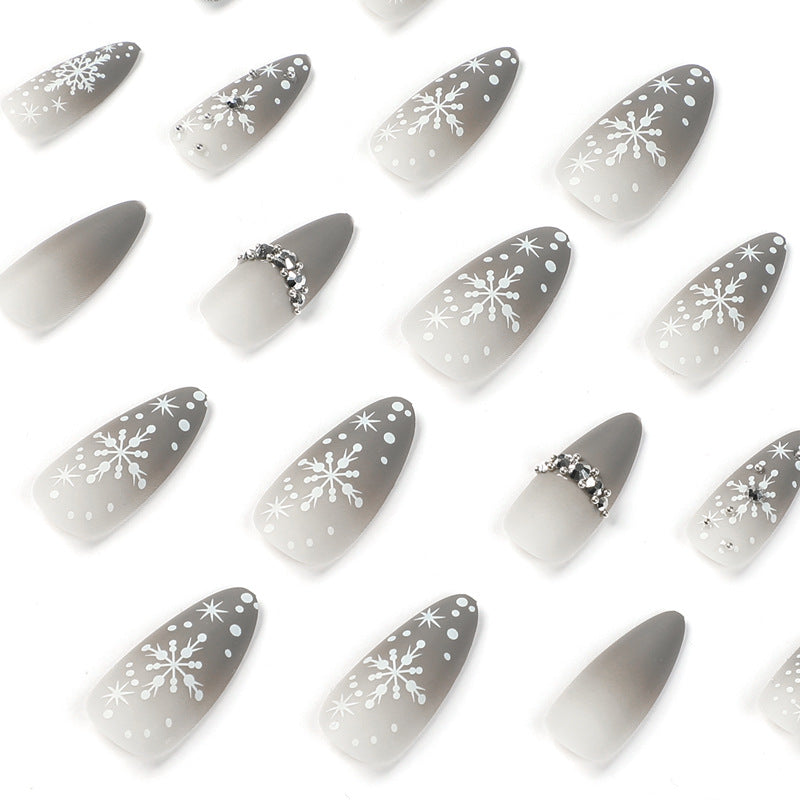 24PCS MEDIUM ALMONDS CHRISTMAS NAILS