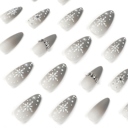 24PCS MEDIUM ALMONDS CHRISTMAS NAILS