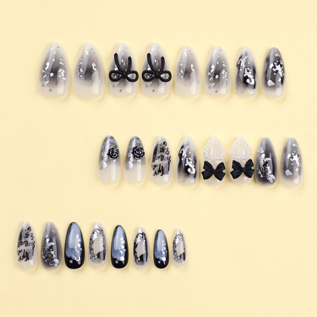 24PCS MEDIUM ALMONDS PRESS ON NAILS