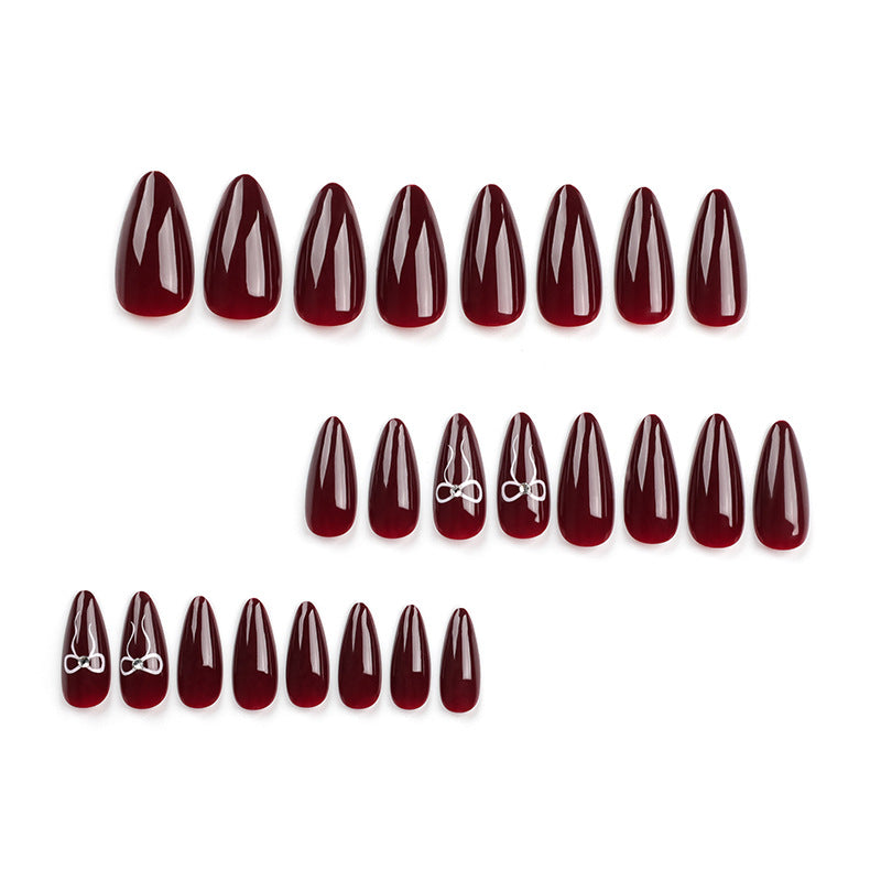 24PCS MEDIUM ALMONDS VALENTINE'S DAY NAILS