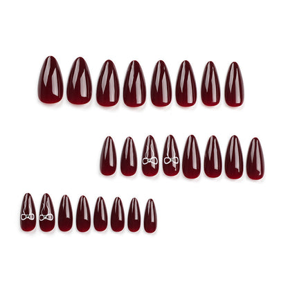 24PCS MEDIUM ALMONDS VALENTINE'S DAY NAILS