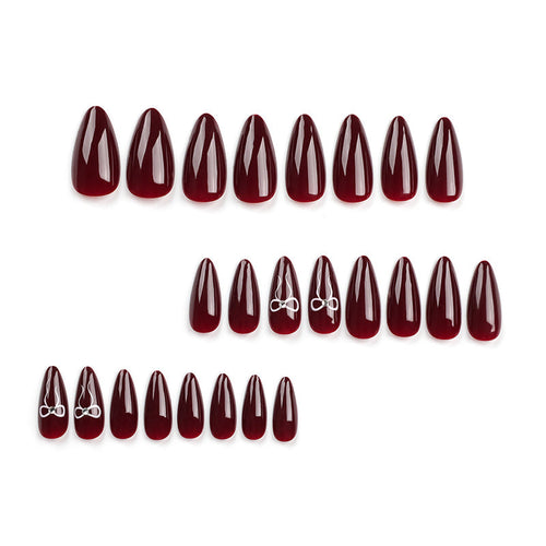 24PCS MEDIUM ALMONDS VALENTINE'S DAY NAILS