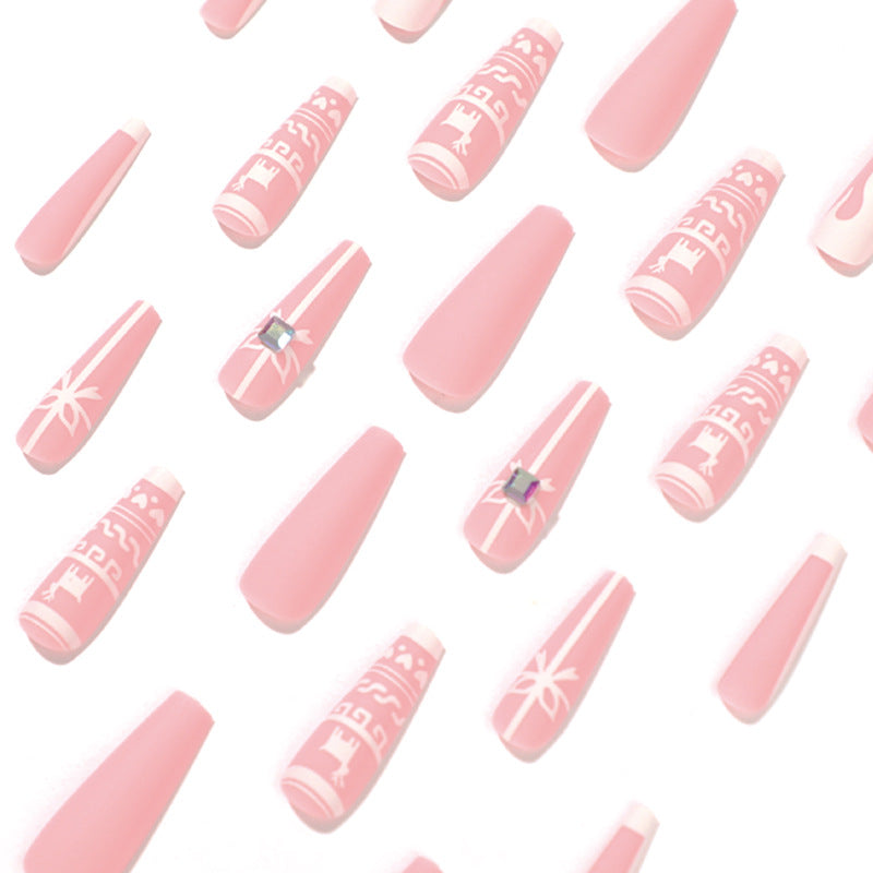 24PCS LONG COFFIN CHRISTMAS NAILS