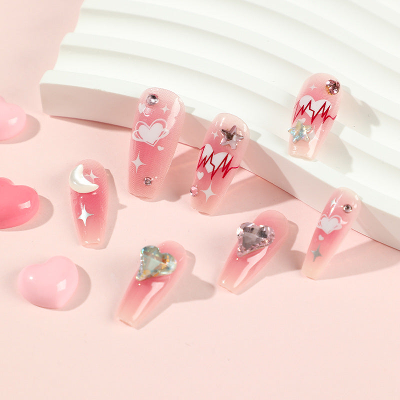 24PCS MEDIUM ALMONDS VALENTINE'S DAY NAILS