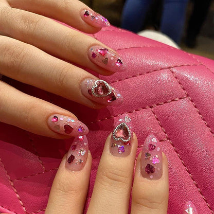 24PCS MEDIUM ALMONDS VALENTINE'S DAY PRESS ON NAILS