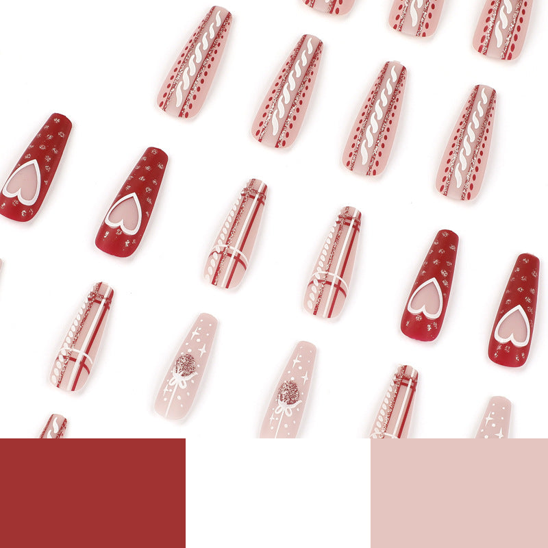 24PCS LONG COFFIN CHRISTMAS NAILS