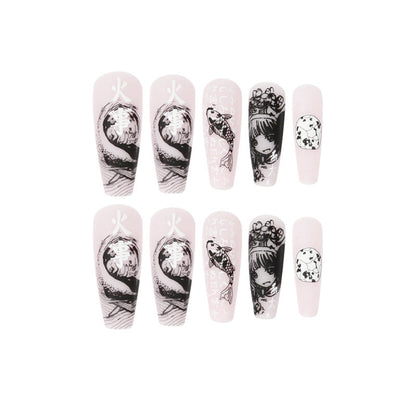 24 PCS LONG COFFIN PRESS ON NAILS