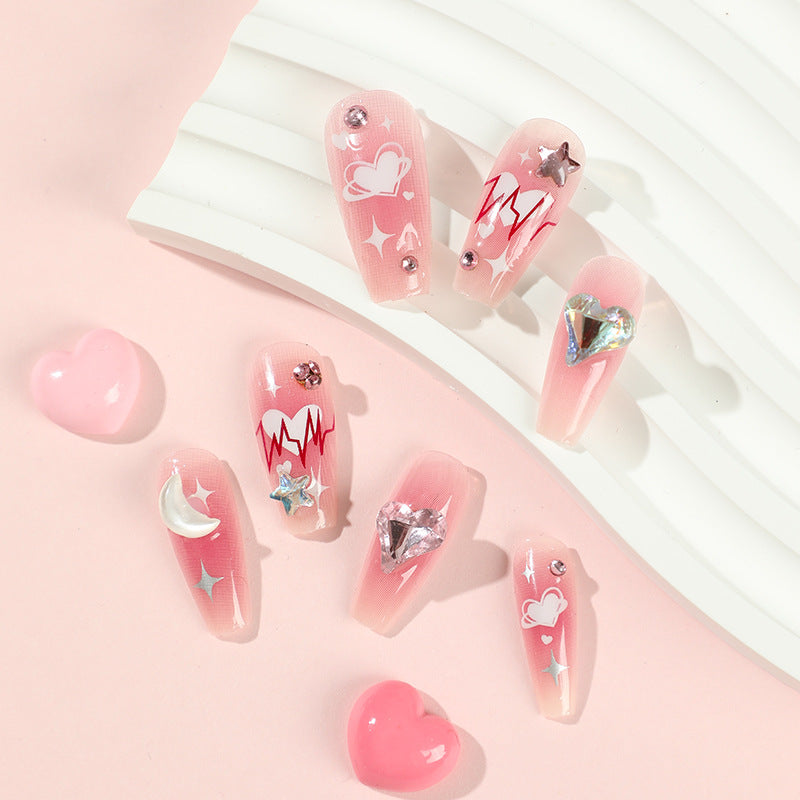 24PCS MEDIUM ALMONDS VALENTINE'S DAY NAILS